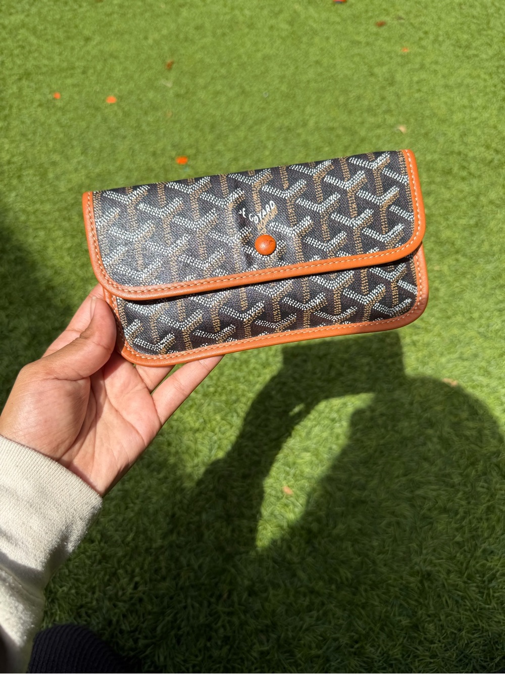 Goyard Black Coated Canvas Wallet with Brown Trim